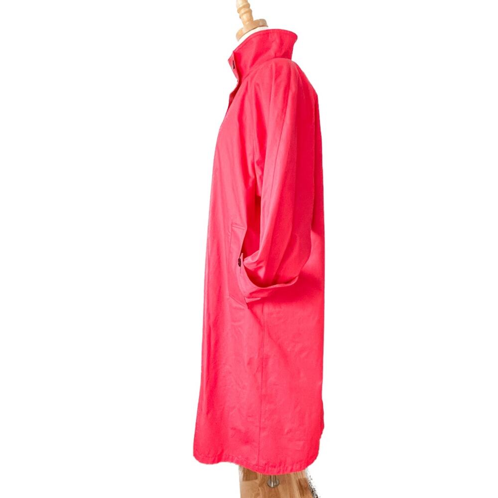 London Fog vintage HOT pink floral lining trench raincoat size LP XLP - Picture 6 of 10
